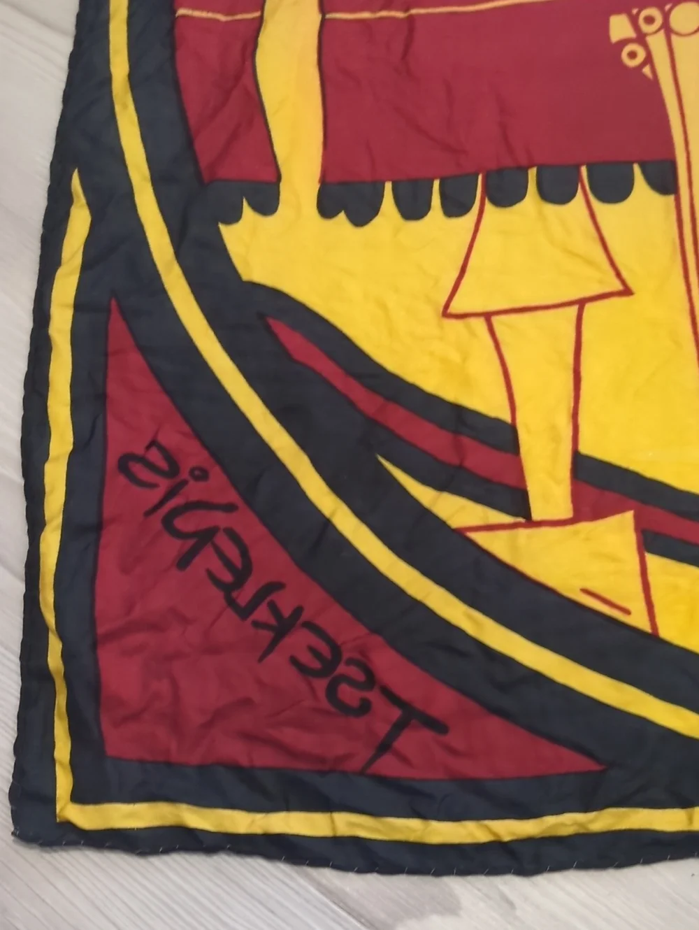 Vintage Yannis Tseklenis Metaxa Greek Banquet Scene Scarf Signed Ancient Art